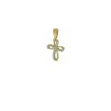Croix or 9 carats avec strass 15 mm 0.9 gr