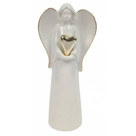Ange 22 cm avec coeur doré- porcelaine