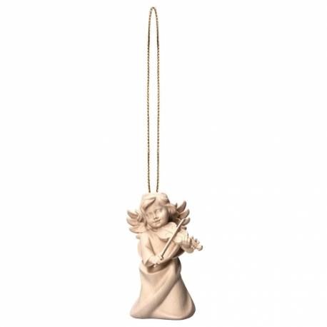 Houtsnijwerk Engel Met Viool-Om Te Hangen-6 Cm/Natuur 