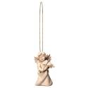 Houtsnijwerk Engel Met Viool-Om Te Hangen-6 Cm/Natuur 
