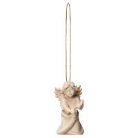 Houtsnijwerk Engel Met Belletjes-Om Te Hangen-6 Cm/Natuur 