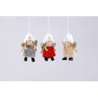 Engel van wol om te hangen 10 cm 3 set 