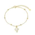 Bracelet en plaqué or avec croix en nacre
