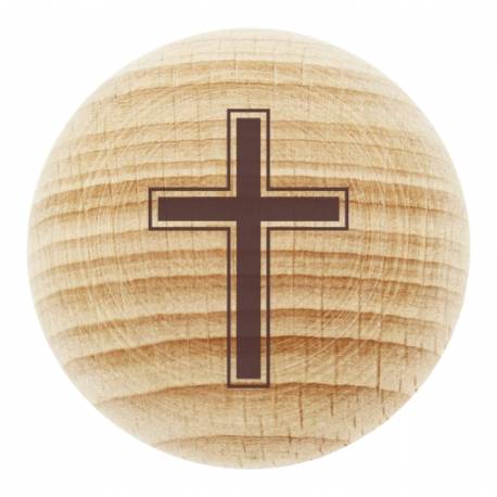 Houten geluksbrenger met kruis, 5 cm 