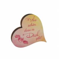 Coeur en bois "Wie schön, dass es Dich gibt", 7 x 8 cm