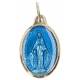 Medaille goudkleur 25 mm Wonderbare ovaal email blauw 