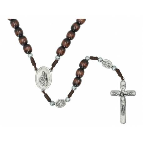 Chapelet sur corde Scapulaire Bois marron