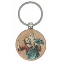Porte-Clefs Bois naturel St Christophe