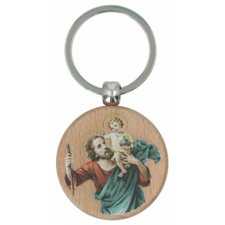 Porte-Clefs Bois naturel St Christophe