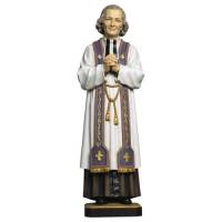 Statue en bois sculpté Saint Curé d'Ars 30 cm couleur