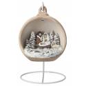 Crèche de Noël dans une boule en céramique sépia 12 cm