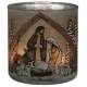 Kaarsenhouder In Glas Kerststal 9 Cm sepia 