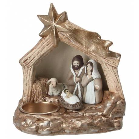 Heilige Familie van glas 15 cm sepia 