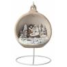 Kerststal in een sepia keramiek kerstbol 12 cm 
