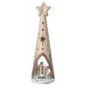 Sapin en céramique avec Nativité 28 Cm sépia